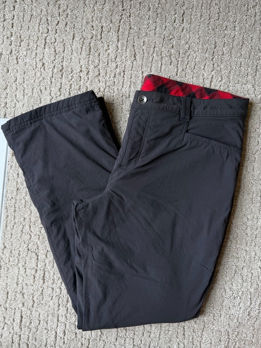 Eddie Bauer Winter Warm Black Pants with Red Plaid Fully Lined